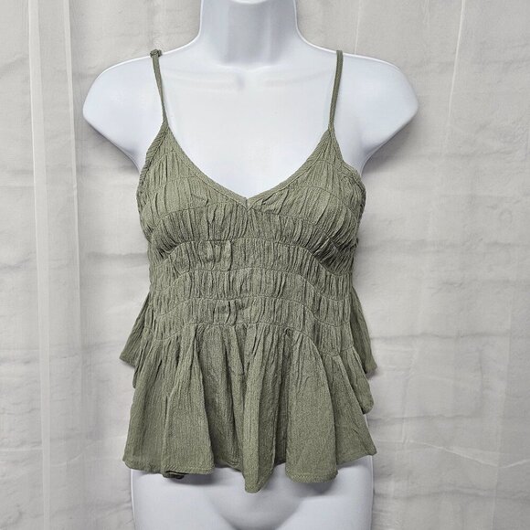 NWT Ocean Drive Green Y2K Babydoll Tank Boho Hippie Festival M - Picture 1 of 11